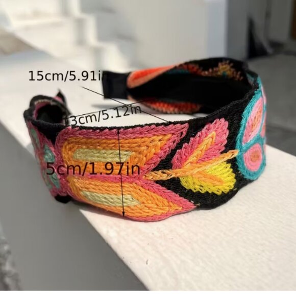 NEW KNIT GRANNY SQUARE HEADBAND - Picture 2 of 2